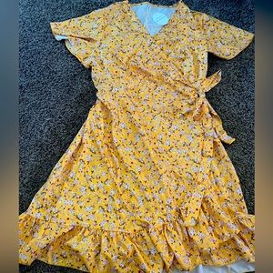 Ruffle hem wrap dress